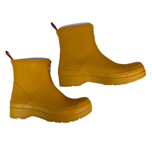Hunter Play Short Rain Boots Mens 11 Yellow Rubber Ankle Shaft Waterproof